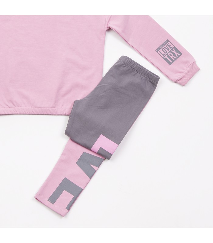 Σετ ανθρακί κολάν/ροζ μπλούζα