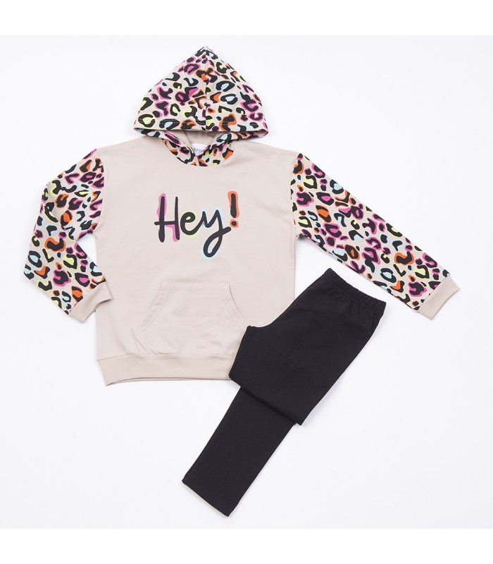 Σετ μαύρο κολάν/cappuccino μπλούζα