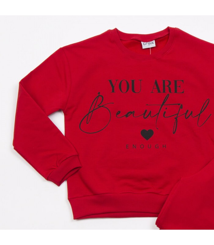 Σετ κόκκινο παντελόνι/μπλούζα