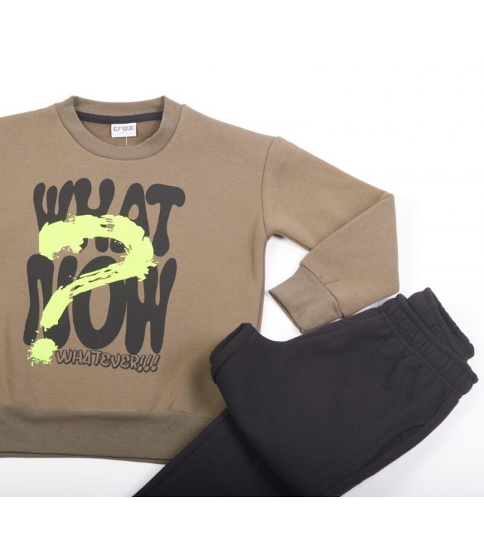 Σετ μαύρο παντελόνι/χακί μπλούζα