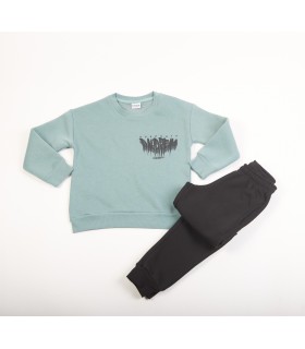 Σετ μαύρο παντελόνι/μέντα μπλούζα