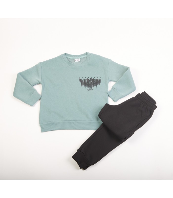 Σετ μαύρο παντελόνι/μέντα μπλούζα