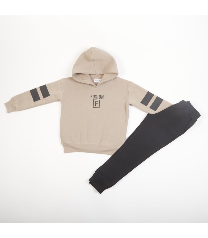 Σετ μαύρο παντελόνι/άμμου μπλούζα