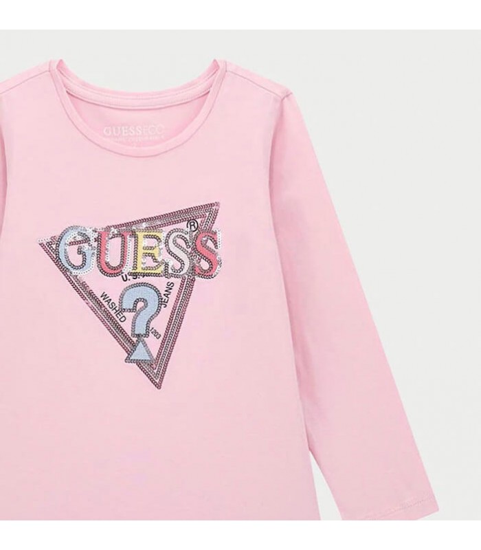 Μπλούζα μακό Guess με παγιέτες Ροζ