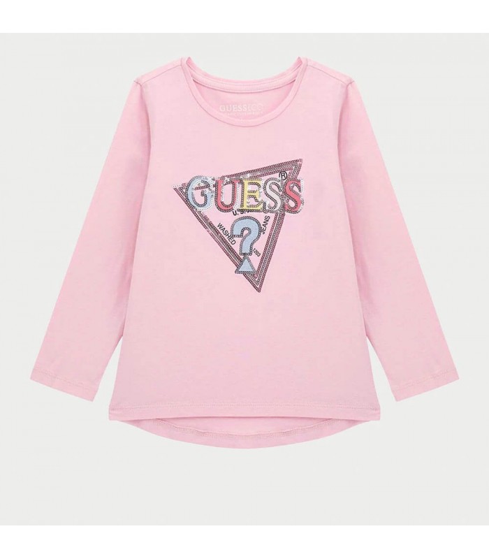 Μπλούζα μακό Guess με παγιέτες Ροζ