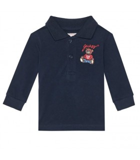 Μπλούζα πόλο Guess αρκουδάκι κεντημένο Μπλε σκούρο