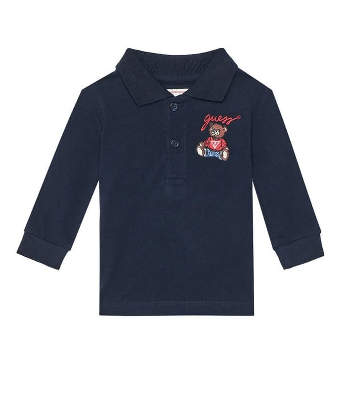 Μπλούζα πόλο Guess αρκουδάκι κεντημένο Μπλε σκούρο