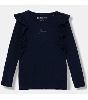 Μπλούζα Guess μακό κεντημένο λογότυπο Μπλε