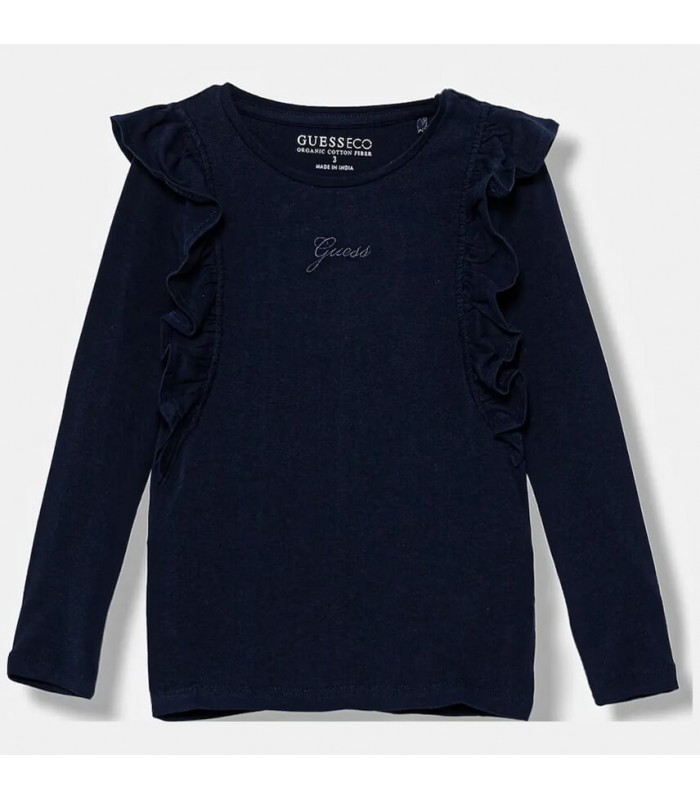Μπλούζα Guess μακό κεντημένο λογότυπο Μπλε