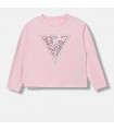 Μπλούζα με παγιέτες Guess μακό μακρυμάνικη ροζ
