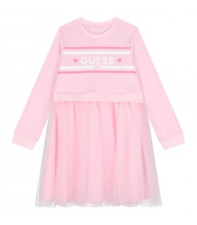 Φόρεμα Guess συνδυασμένο με τούλι ροζ