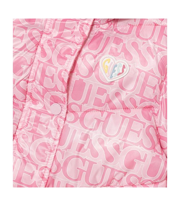 Μπουφάν Guess χειμωνιάτικο με αποσπώμενη κουκούλα Ροζ