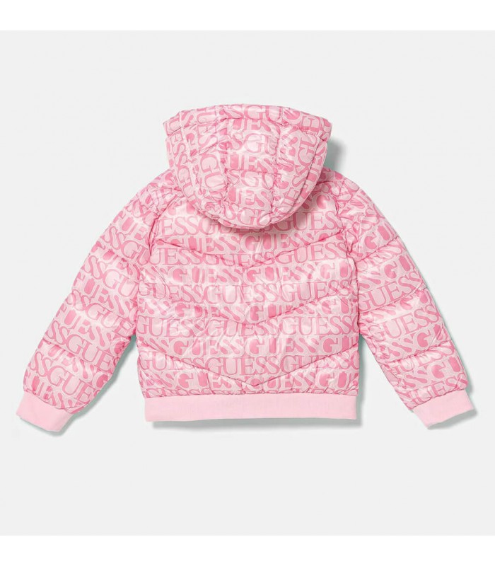 Μπουφάν Guess χειμωνιάτικο με αποσπώμενη κουκούλα Ροζ