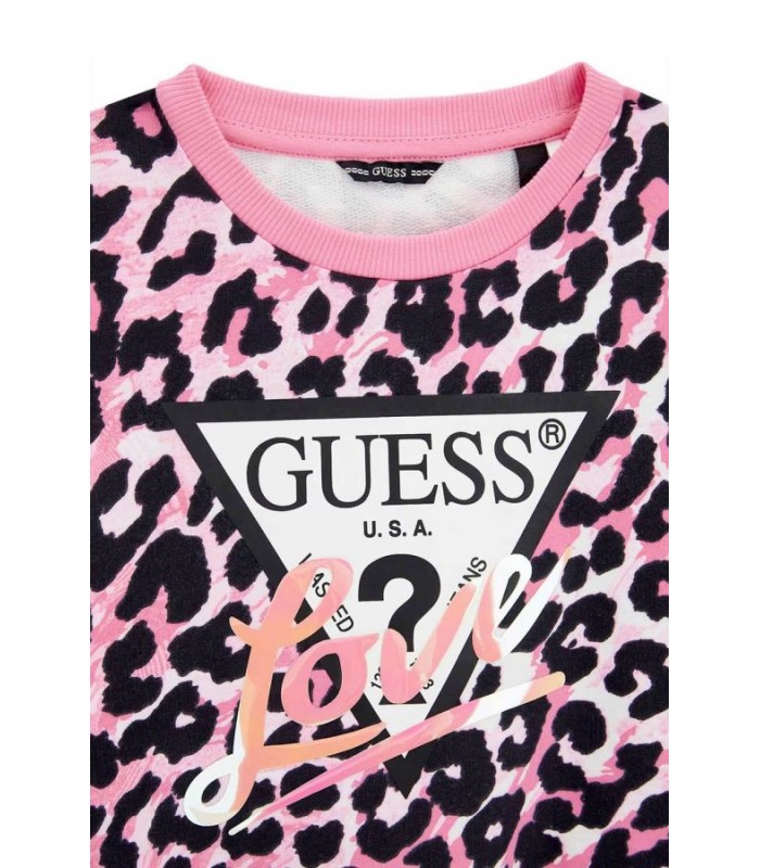 Μπλούζα φούτερ Guess oversized ροζ λεοπάρ