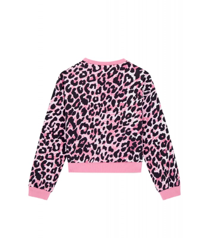 Μπλούζα φούτερ Guess oversized ροζ λεοπάρ