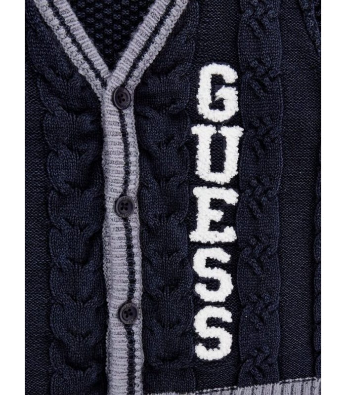 Ζακέτα πλεκτή Guess με λογότυπο μπλε
