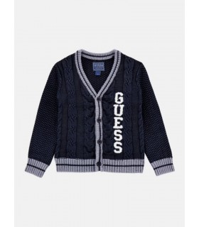 Ζακέτα πλεκτή Guess με λογότυπο μπλε