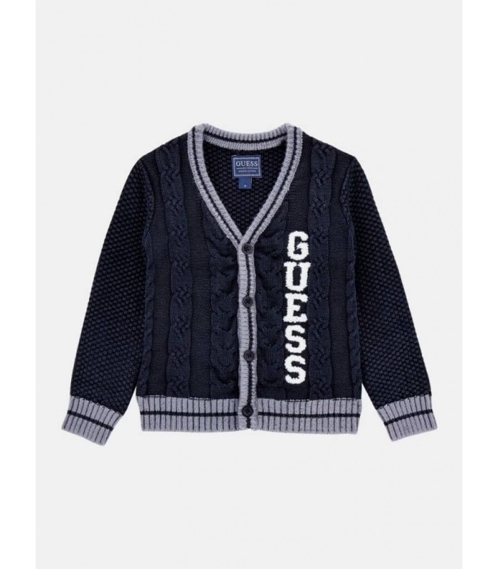 Ζακέτα πλεκτή Guess με λογότυπο μπλε