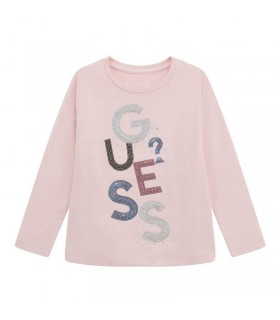 Μπλούζα μακό Guess με παγιέτες ροζ