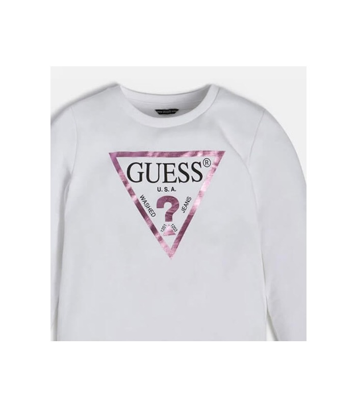 Μπλούζα φούτερ Guess μεταλιζέ λογότυπο λευκό