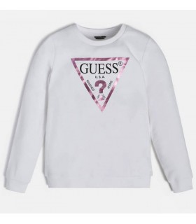Μπλούζα φούτερ Guess μεταλιζέ λογότυπο λευκό