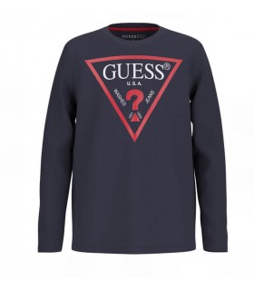 Μπλούζα Guess μακό μακρυμάνικη μπλε σκούρο