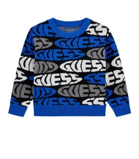 Πλεκτό πουλόβερ Guess μπλε