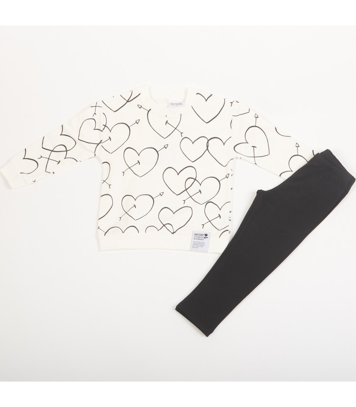 Σετ μαύρο κολάν/εκρού μπλούζα