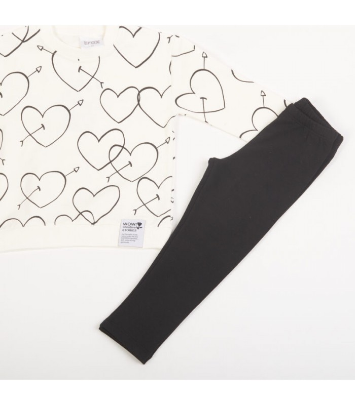 Σετ μαύρο κολάν/εκρού μπλούζα