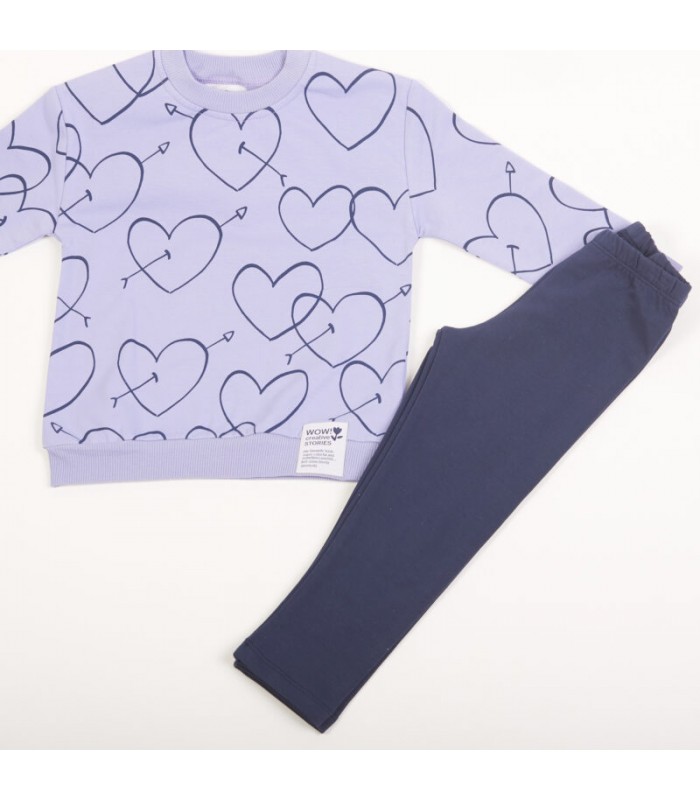 Σετ μπλε κολάν/μύρτιλο μπλούζα