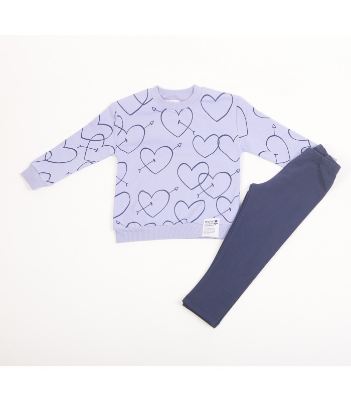 Σετ μπλε κολάν/μύρτιλο μπλούζα