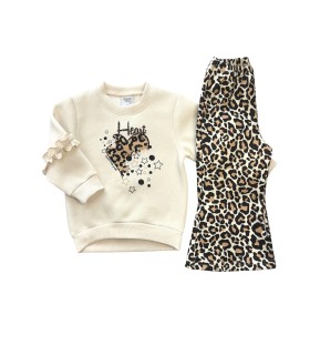 Σετ “Παντελόνι Τιγρέ Καμπάνα Με Μπλούζα Τύπωμα Καρδιά”