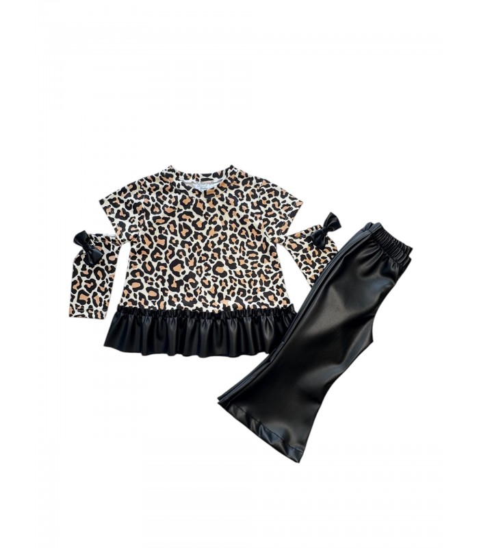 Σετ “Δερμάτινο Κολάν με Τιγρέ Μπλούζα”