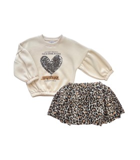 Σετ Φούστα Με Μπούζα Φούτερ “Καρδιά Fashion”