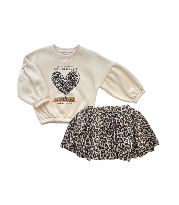 Σετ Φούστα Με Μπούζα Φούτερ “Καρδιά Fashion”