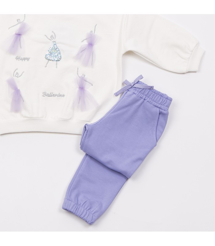 Σετ λεβάντα παντελόνι/βανίλια μπλούζα