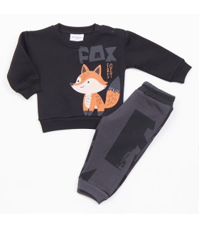 Σετ ανθρακί παντελόνι/μαύρη μπλούζα