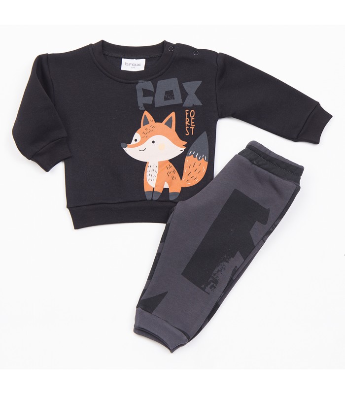 Σετ ανθρακί παντελόνι/μαύρη μπλούζα