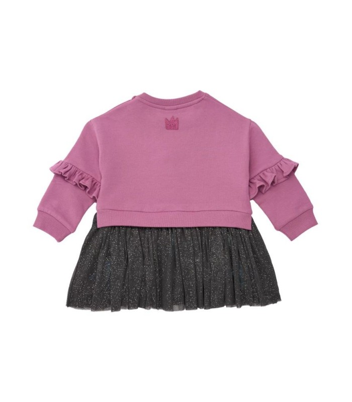 Φόρεμα φούτερ για κορίτσι σε ροζ χρώμα με βολάν και glitter τούλινη φούστα