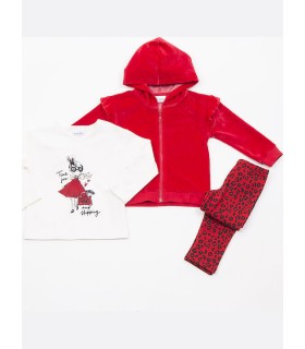 Παιδικό Σετ με Κολάν Χειμερινό 3τμχ Κόκκινο