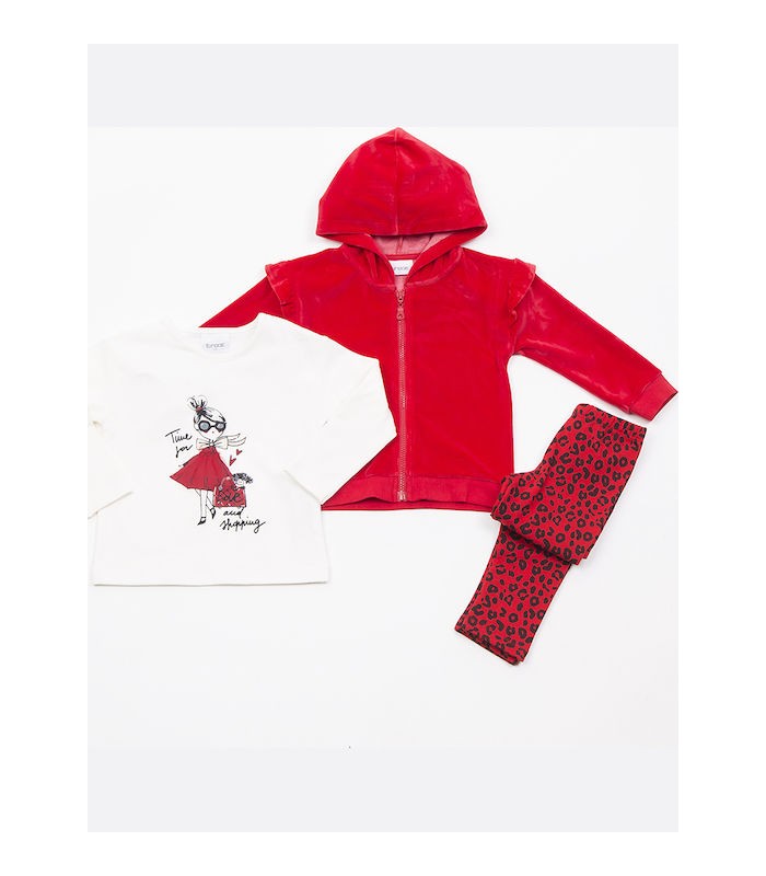 Παιδικό Σετ με Κολάν Χειμερινό 3τμχ Κόκκινο