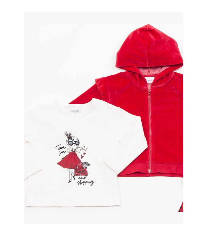 Παιδικό Σετ με Κολάν Χειμερινό 3τμχ Κόκκινο