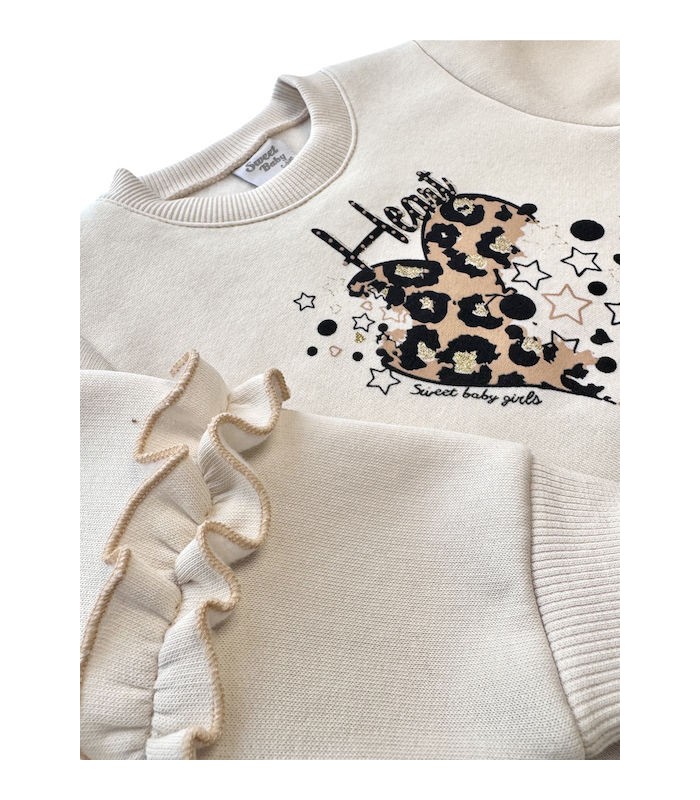 Σετ “Παντελόνι Τιγρέ Καμπάνα Με Μπλούζα Τύπωμα Καρδιά”