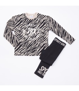 Σετ μαύρο κολάν/cappuccino μπλούζα