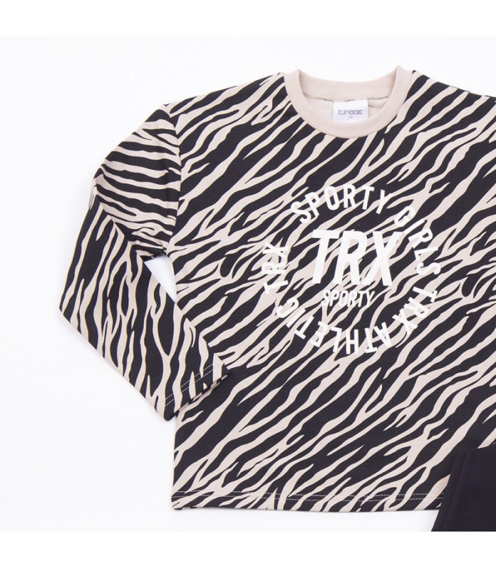 Σετ μαύρο κολάν/cappuccino μπλούζα