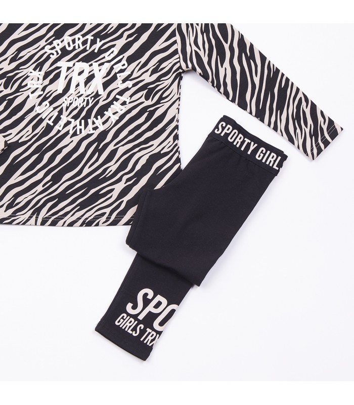 Σετ μαύρο κολάν/cappuccino μπλούζα