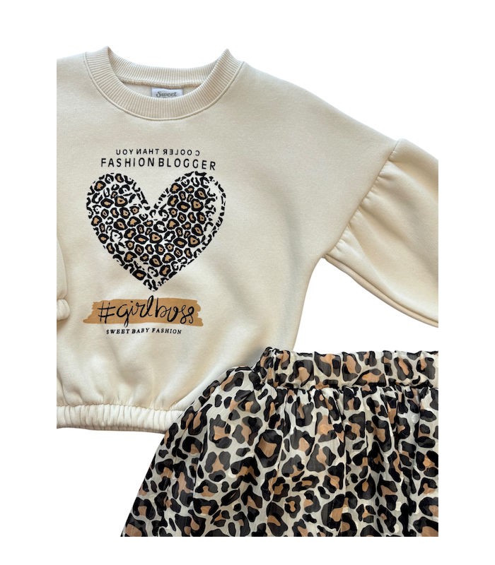 Σετ Φούστα Με Μπούζα Φούτερ “Καρδιά Fashion”