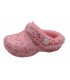 Παντοφλάκι ροζ χρώμα με καρδιές και εσωτερική γούνα