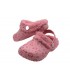 Παντοφλάκι ροζ χρώμα με καρδιές και εσωτερική γούνα