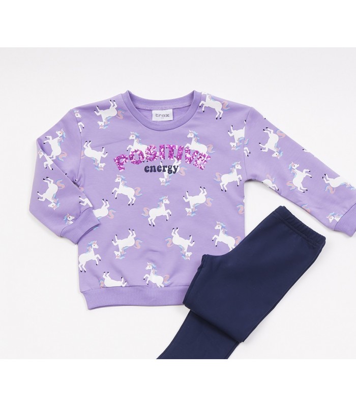 Σετ ίντιγκο κολάν/λεβάντα μπλούζα